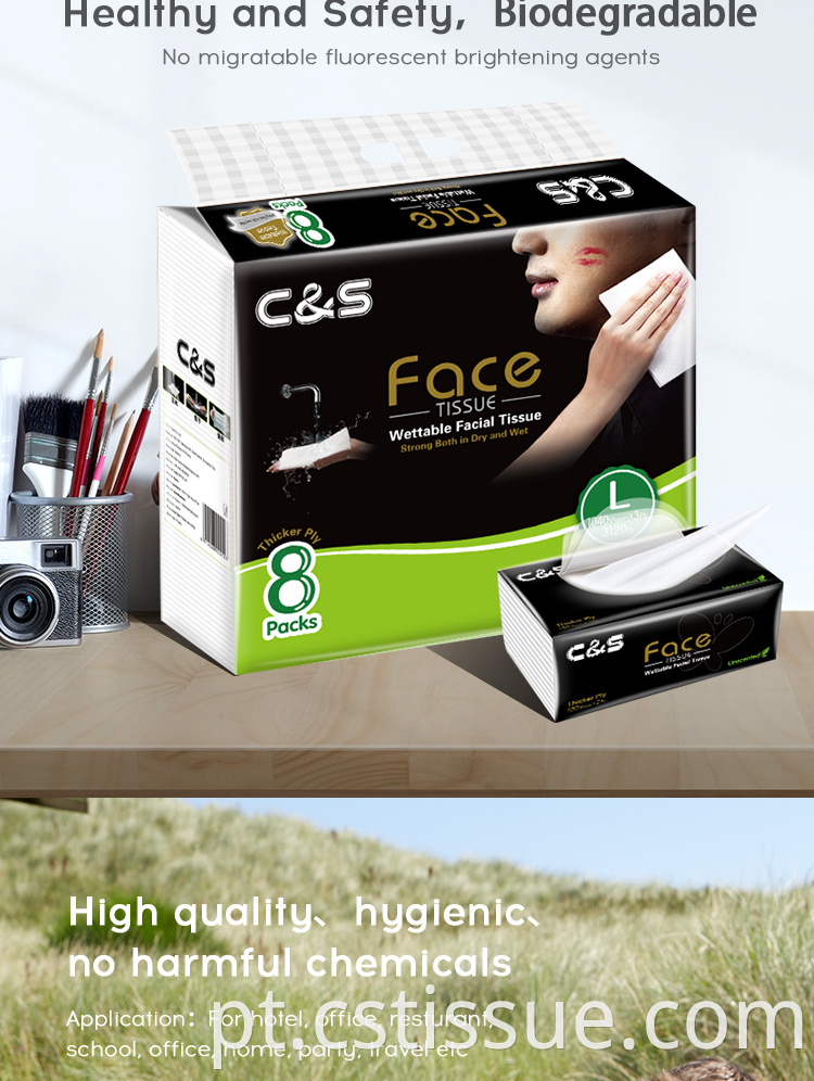 Limpeza de rótulo personalizada Limpeza de face Facial Tissue Disponível Facial Facial